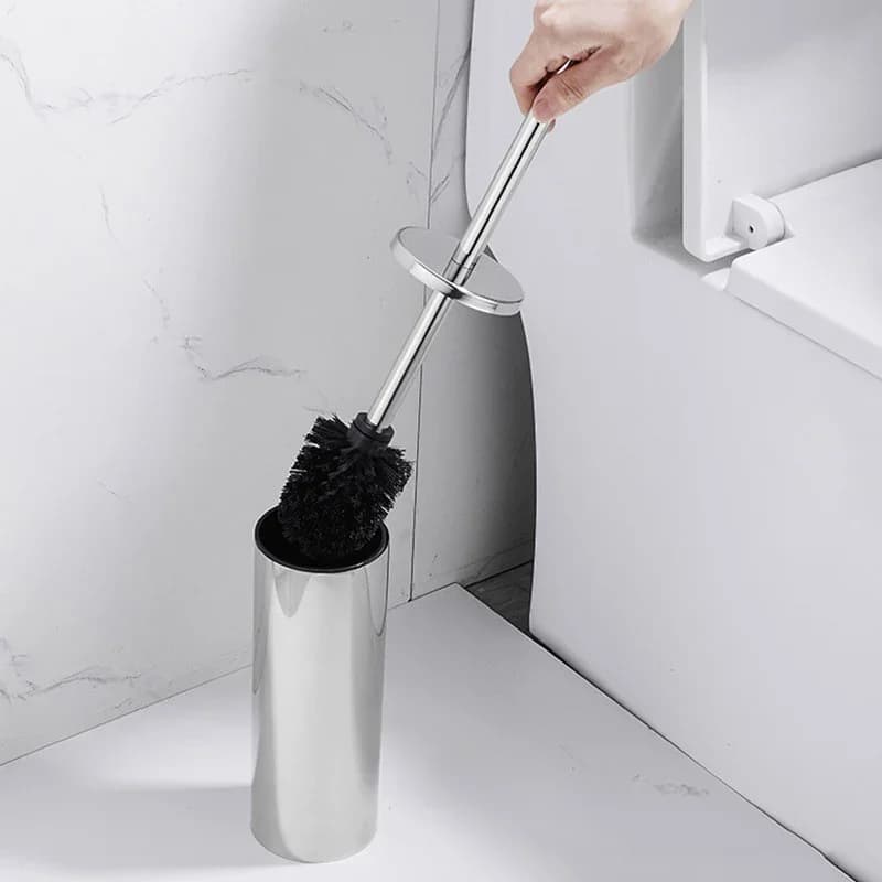 Polished Rose Gold Brushed Gold Floor‑Standing and Wall‑Mounted Enclosed Black Home Bathroom Toilet Brush Toilet Brush