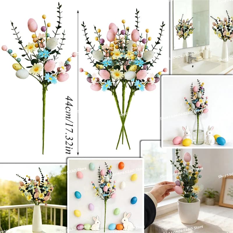 Artificial Flower of Margherita and Eucalyptus for Easter, Home Decoration, Party & Weddings, Simultaneous Bouquet, Atmosphere Accessories, Festive Gift