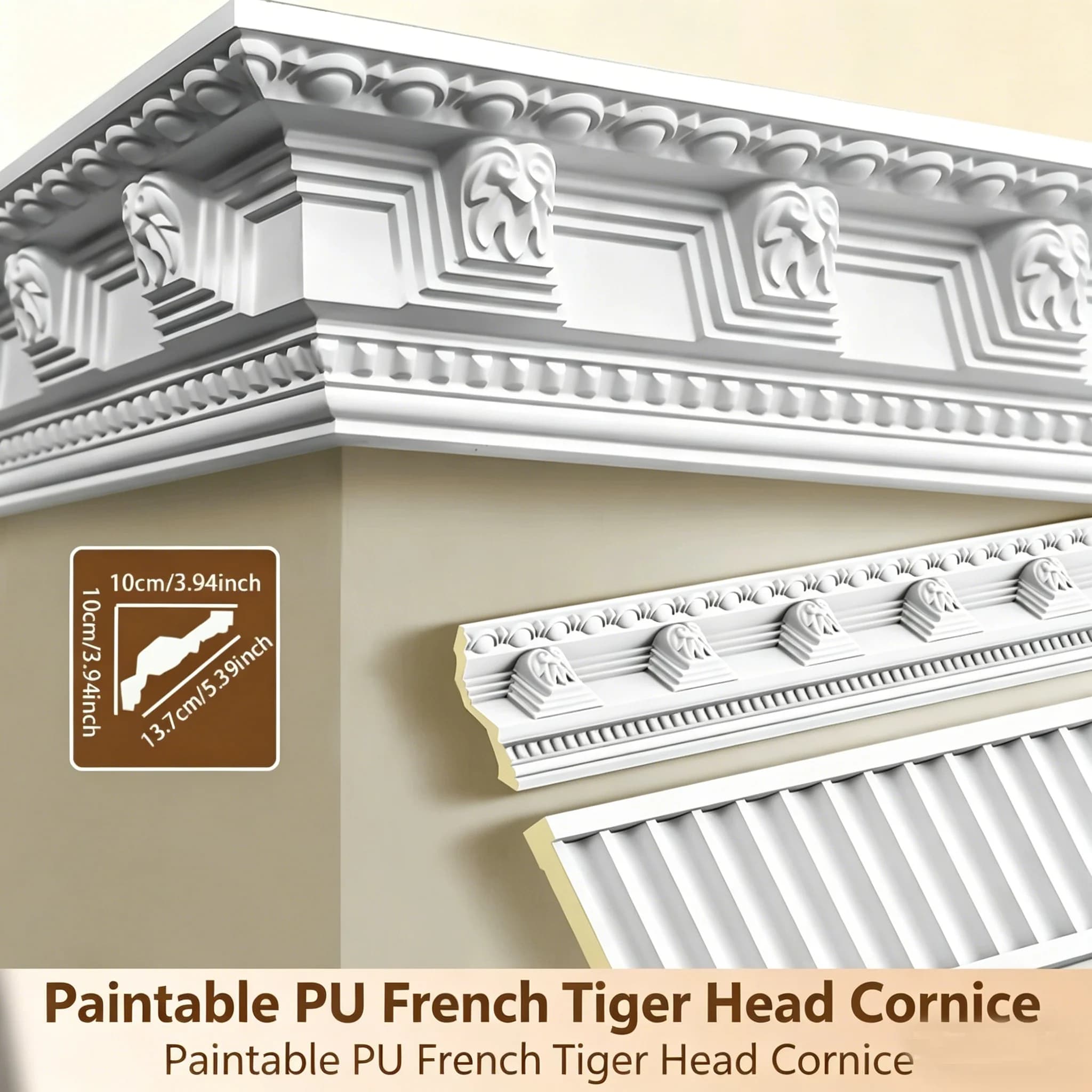 10 Pieces of PU Home Decoration Lines Imitating Gypsum Material for Wall Shaping, Including Decorative Edge Banding Strips