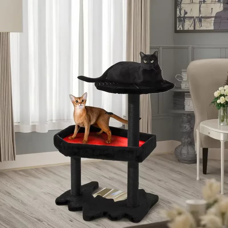 Sheng Ze MX60 Halloween Style Cat Tree Scratcher Jumping Wood Material Eco-friendly 2-Level 57cm for Halloween Packed in