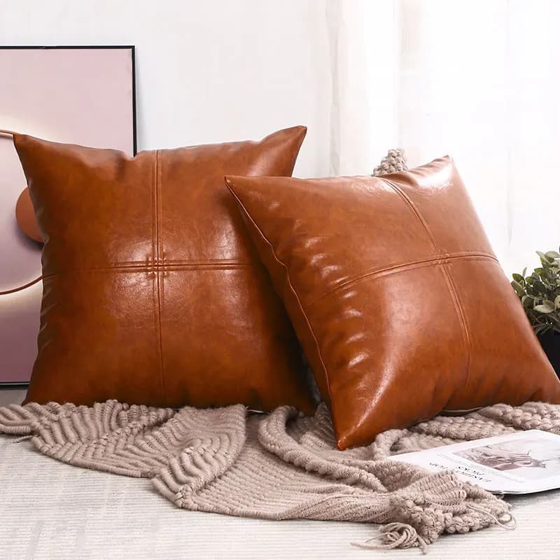 Modern Simplicity Washable PU Leather Sofa Pillow Cover Backrest Cushion Home Decor Polyester Fiber Soft Throw Pillow