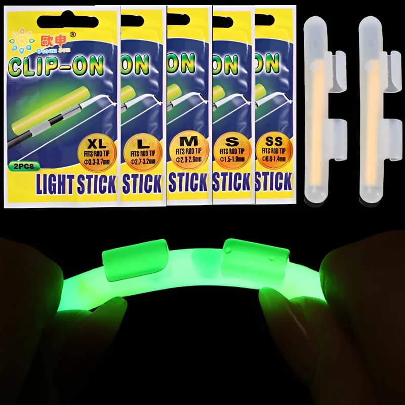 2/4/6 pezzi bastoncini luminosi da pesca punta della canna bastoncini luminosi canna da pesca galleggianti bastoncini luminosi clip canna da pesca pesca notturna luce fluorescente