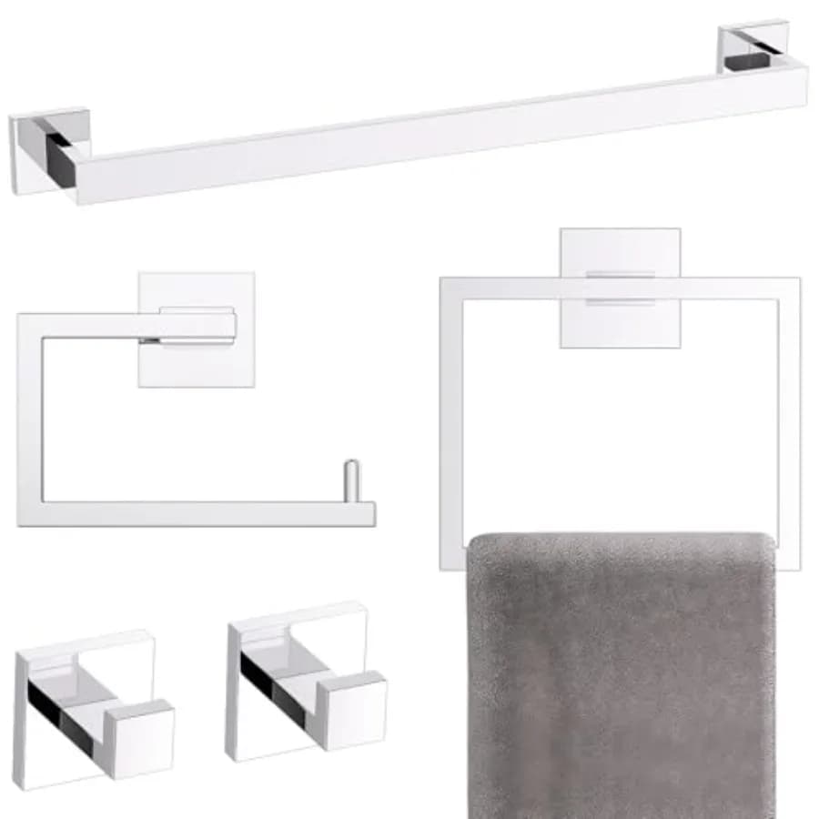 Set di accessori per il bagno: acciaio inossidabile, cromo lucido, moderno kit portasciugamani da parete con portasciugamani da 23,6 pollici