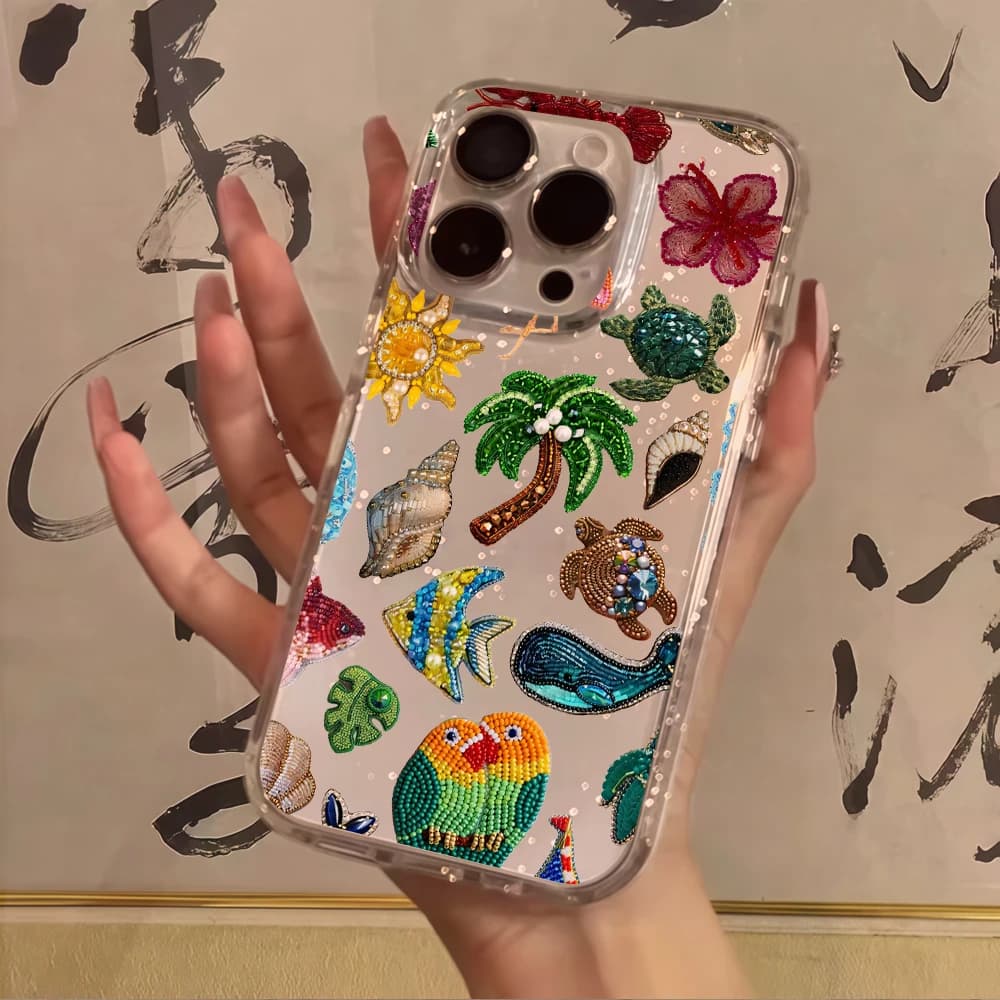 Luxury Fashion Collage Clear Glitter Phone Case For iPhone 17 15 13 16 12 11 14 Pro Max XR X 17 Air 16e Cases Shockproof Cover