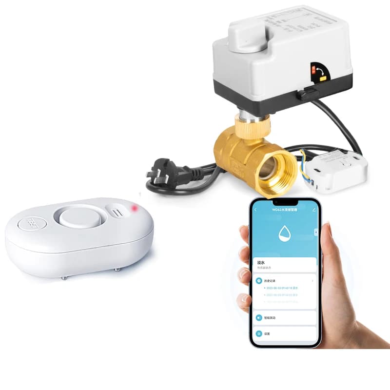Valvola a sfera elettrica intelligente DN40 con rilevamento allagamenti tramite WiFi, allarme remoto da cellulare e chiusura automatica per sistemi di tubazioni
