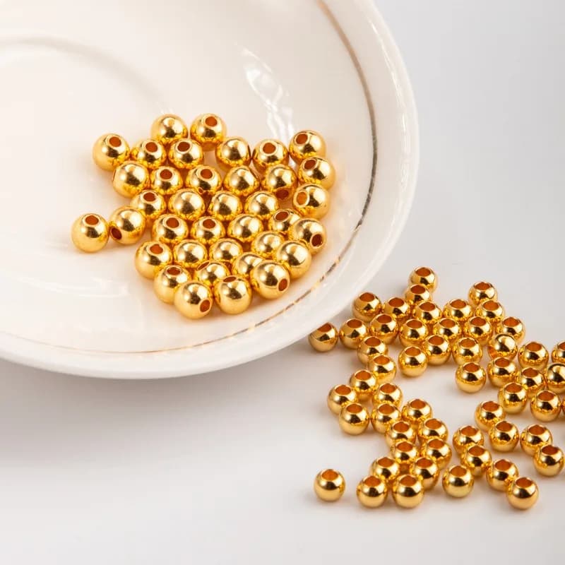 925 2mm-10mm sterling silver beads 18K gold plated round beads filled for jewelry creation with earrings, necklaces, DIY bracelets