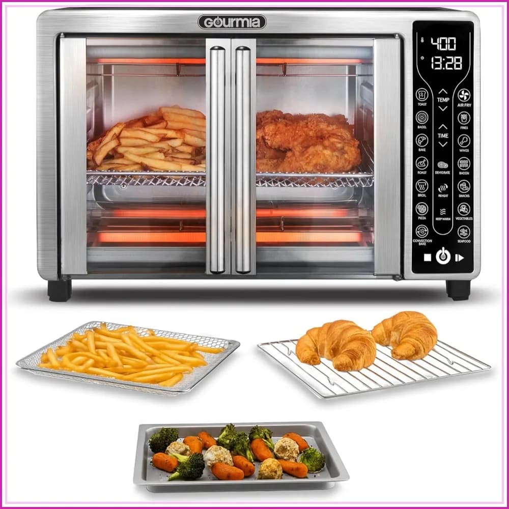French Door Air Fryer Toaster Oven – 6-Slice, FryForce 360°, 17 Presets, Stainless Steel