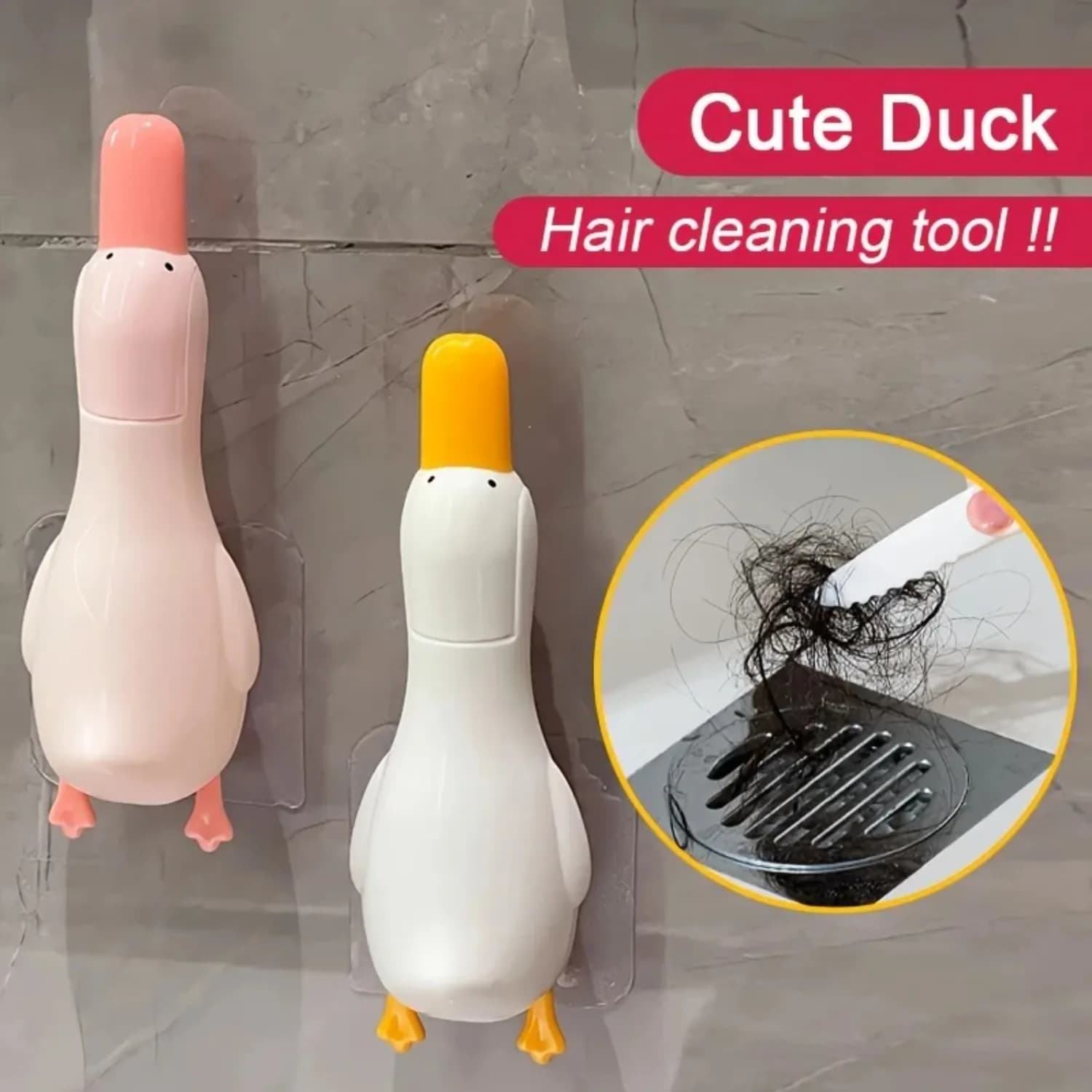 Spatola per la rimozione di polvere e macchie a forma di anatra, design a doppia testa 2-in-1 - Strumento per la pulizia del bagno con foro di drenaggio
