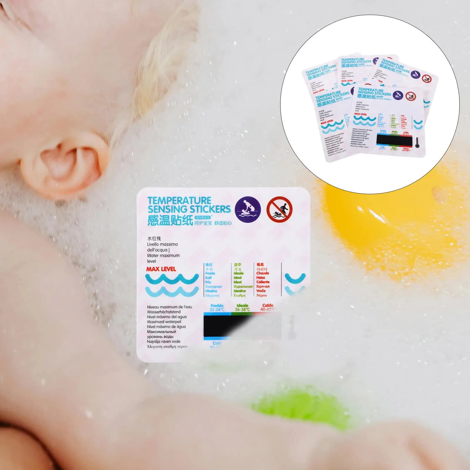 5 Pezzi Adesivi Termometro per Bagno Neonati, Impermeabili con Display LCD, per Monitoraggio Sicuro della Temperatura dell'Acqua nella Vasca
