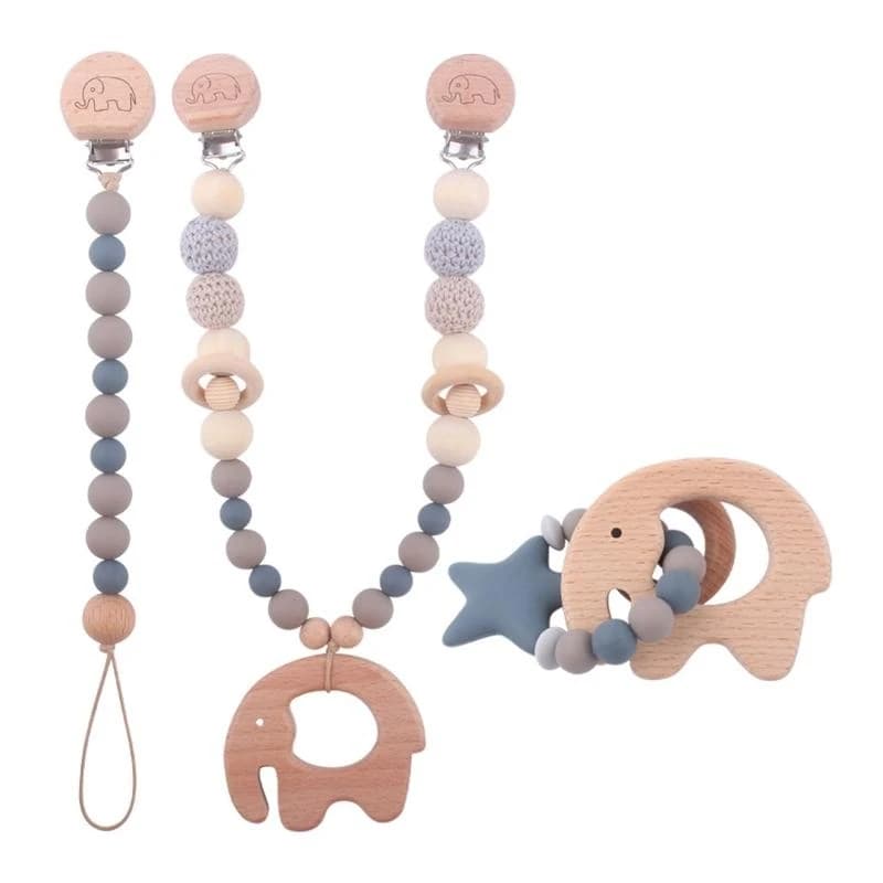 3 pezzi/set passeggino pendenti catena ciuccio clip per carrozzina con perline in silicone neonati braccialetto massaggiagengive