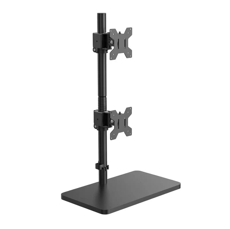 Vertical Stack Dual Monitor Stand with Base Free Standing Monitor Mount for 17-32 Inch Screen VESA 75/100mm Each Hold 13.5KG