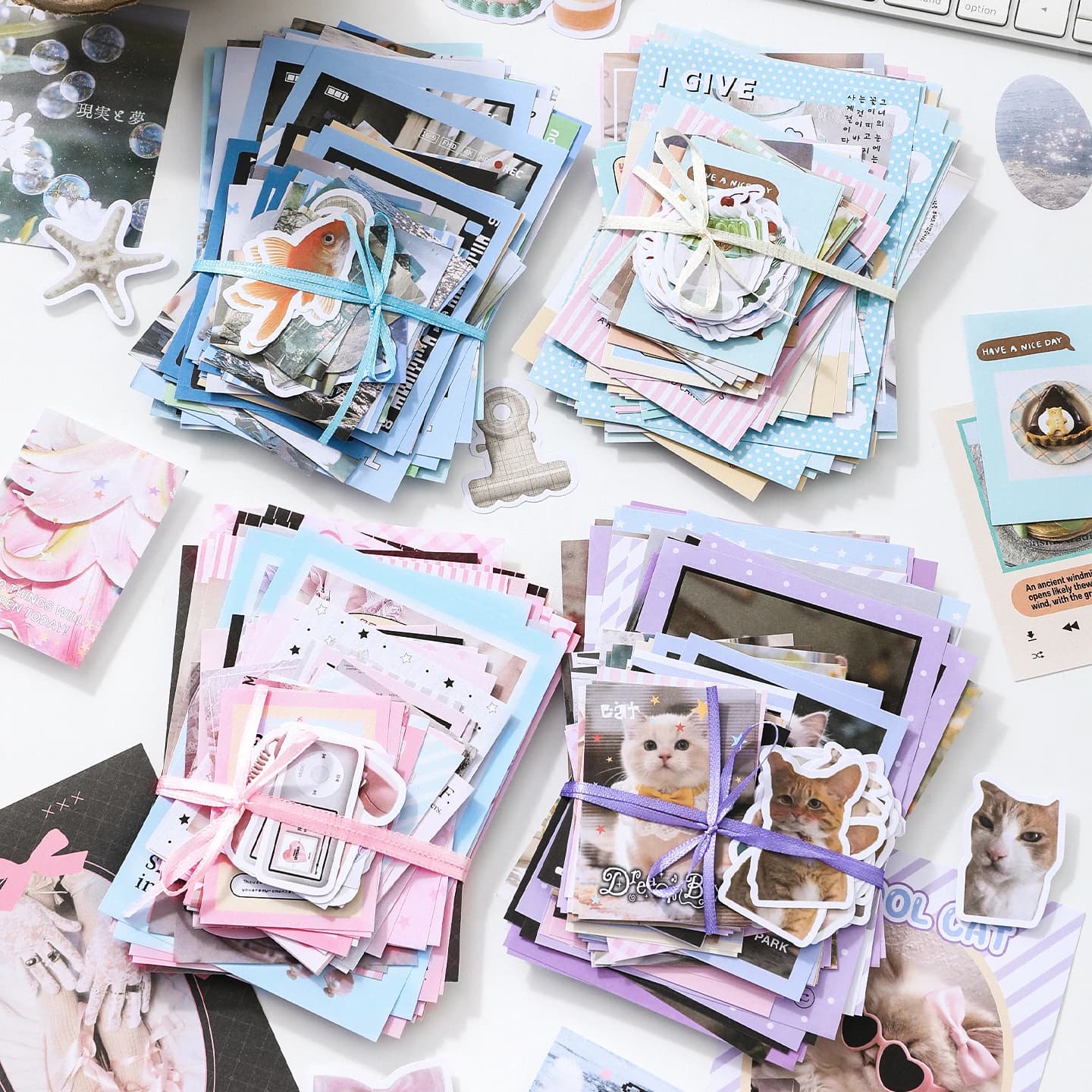 100pcs Vintage Scrapbooking Sticker Materials Paper Combo Kit for DIY Junk Journal Collage Photo Album Stationery Supplies
