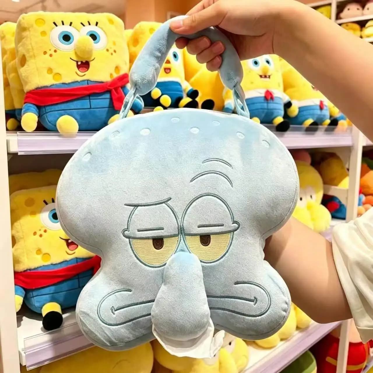 SpongeBob SquarePants Anime Peripherals Squidward Tentacles Figure Tissue Box Squidward Tentacles Figurine Doll Toys Gifts