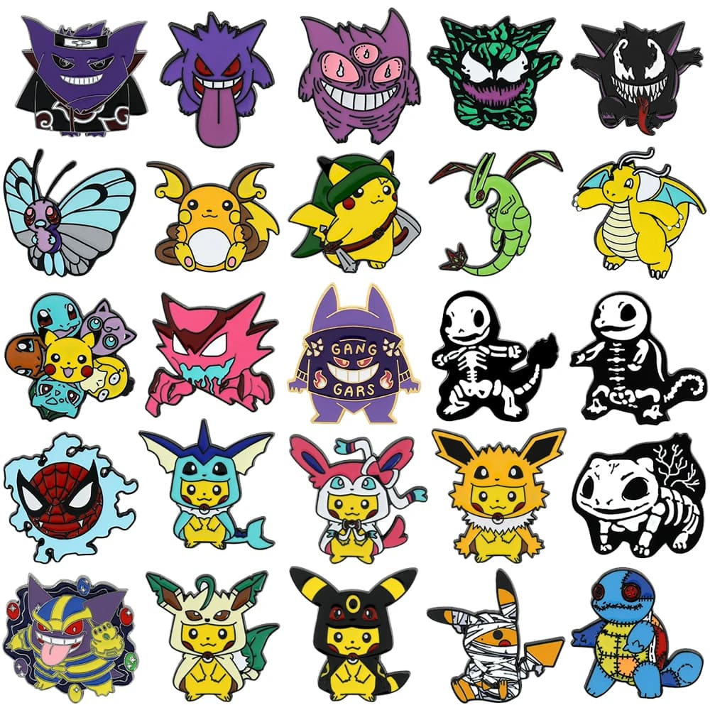 Pokemon Pikachu Console di gioco Spille smaltate Distintivi Spille Anime giapponesi Squirtle Divertente Punk Giacca di jeans Distintivo Spilla Amico