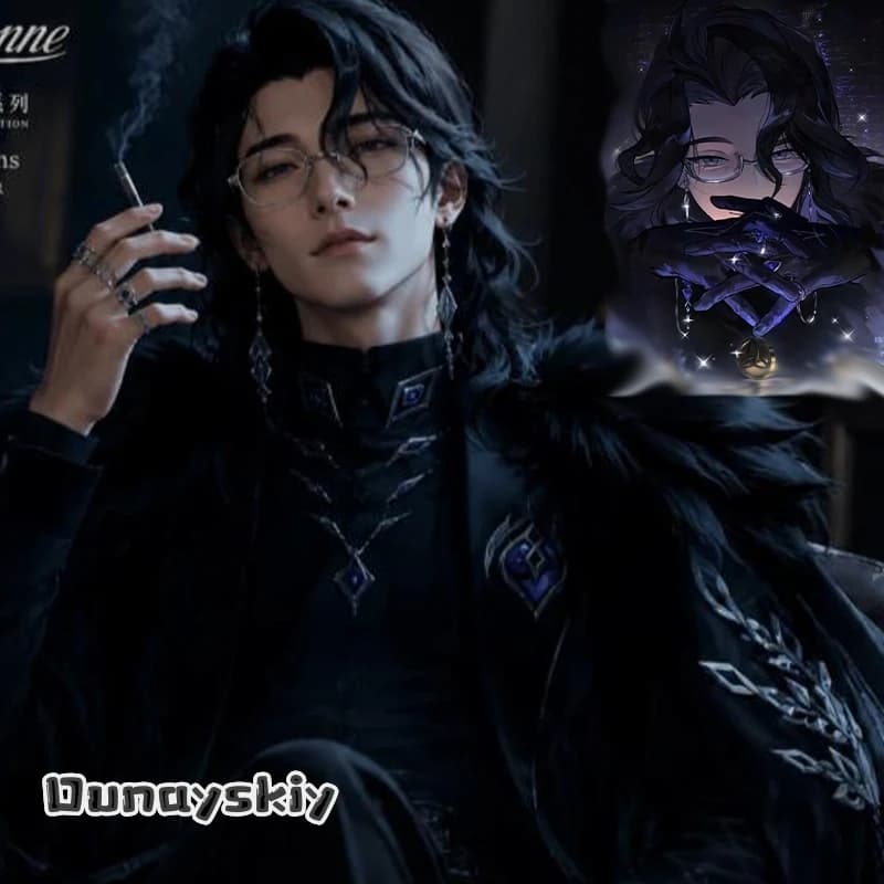 Genshin Impact Pantalone Regrator Cosplay Costume Wig Cloak Accessories Outfit Eleven Fatui Harbingers Halloween for Women Men