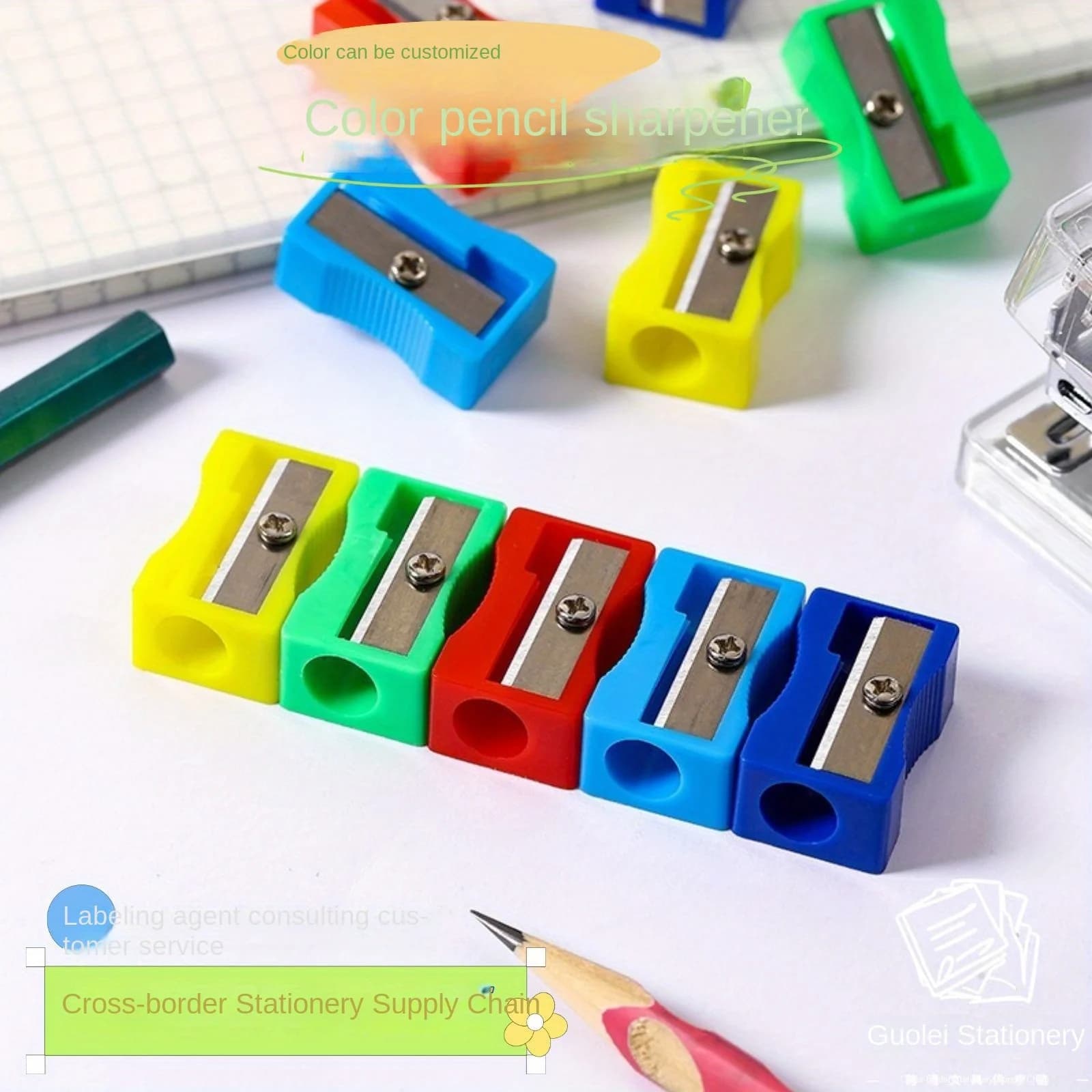 10pcs Set Random Color Single-Hole Pencil Sharpener, Rectangular Pencil Sharpener Stationery, Colored Pencil Sharpeners