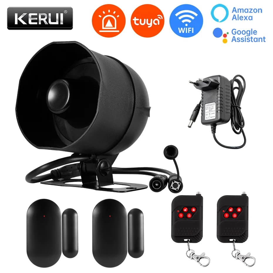 KERUI 120db Tuya Smart WiFi Sistema di allarme con altoparlante forte Sirena di allarme con sensore per porte e finestre Antifurto per la sicurezza domestica