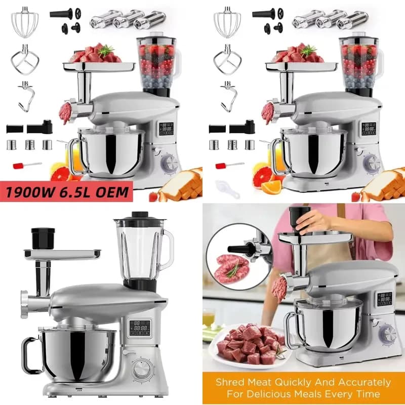 Tritacarne Multifunzione da Tavolo 8-in-1 con Schermo Touch da 6,5L, Macchina per Salsicce, Frullatore per Alimenti