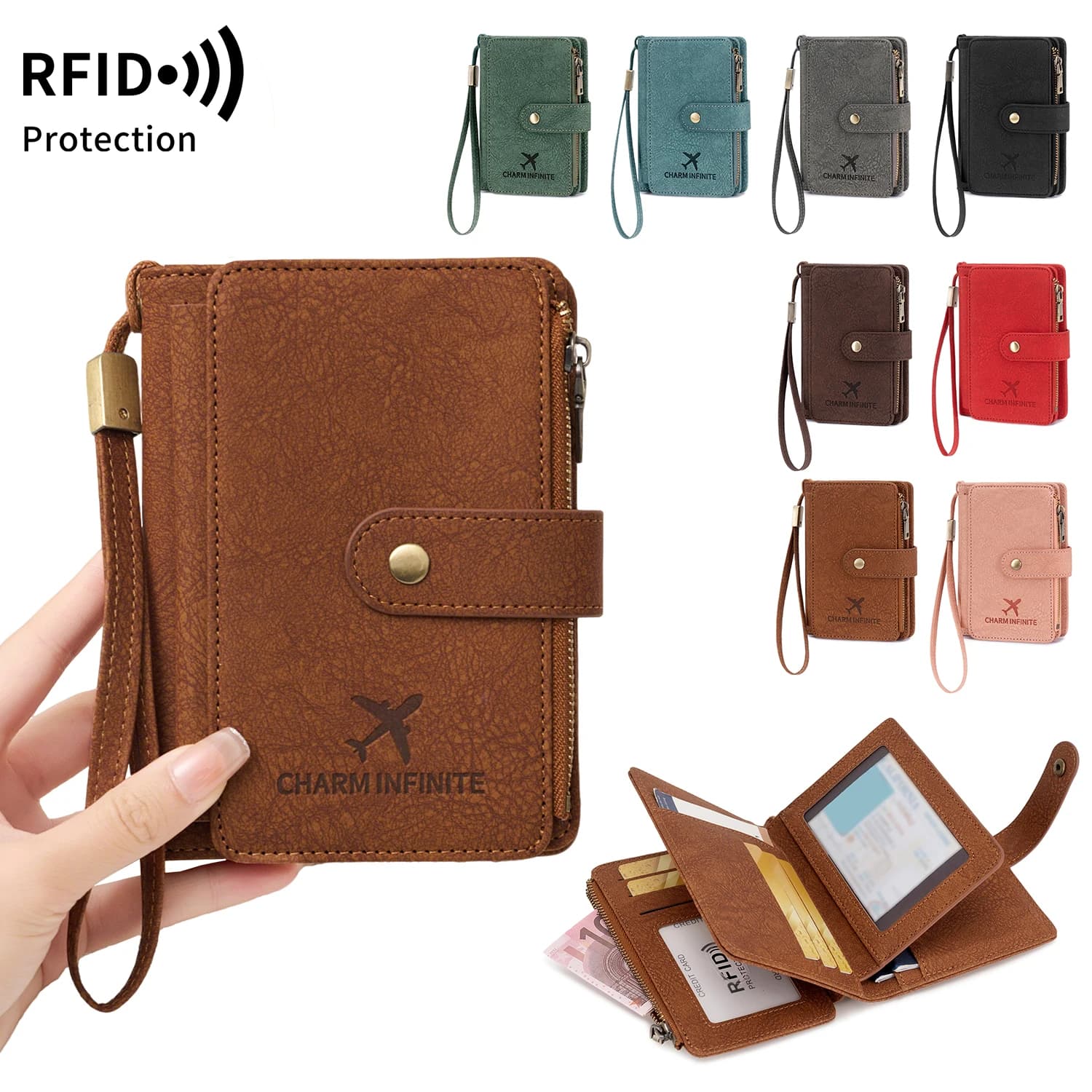 Porta Passaporto in Pelle PU con Protezione RFID, Portafoglio da Viaggio alla Moda per Carte di Credito, Custodia Multifunzione Portatile per Passaporto Uomo e Donna