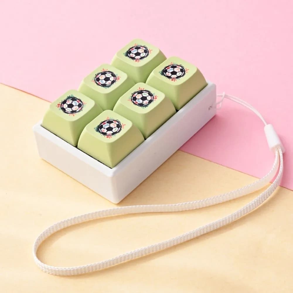 Football Pattern Fidget Clicker Clicky Button Crisp Sound Keyboard Fidget Keychain 9 Button Small Size Finger Keyboard Pendant