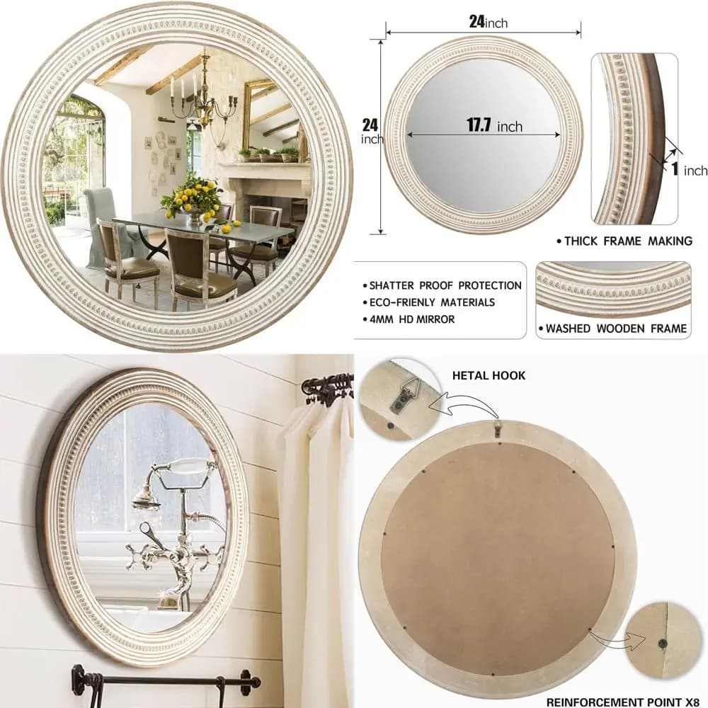 Specchi rotondi in legno rustico da parete, specchi circolari decorativi per casa, ufficio, camera da letto, bagno, soggiorno, migliorano Interi