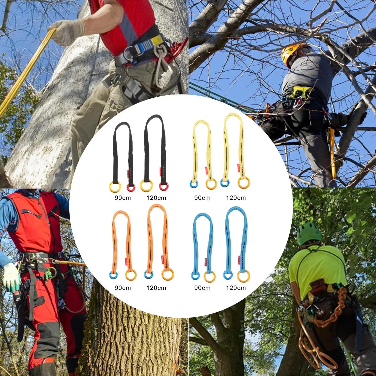 Ancoraggio riievable per salvacupio per arrampicata sugli alberi, cintura per corda ad anello per corda da arrampicata