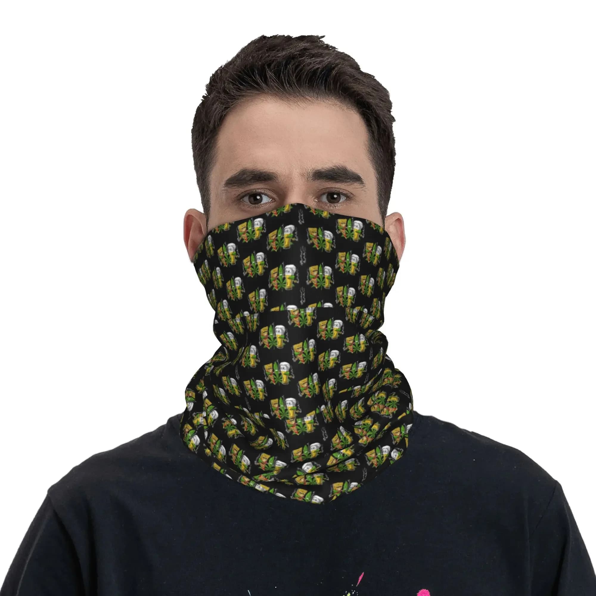 Weed Beer Pizza Party Bandana Neck Gaiter Printed Wrap Mask Scarf Multifunction Balaclava Cycling Unisex Adult All Season