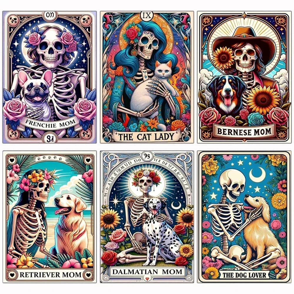 Fai da te diamante ricamo tarocchi carta pittura diamante cartone animato scheletro punto croce set regalo decorazione arte di Halloween