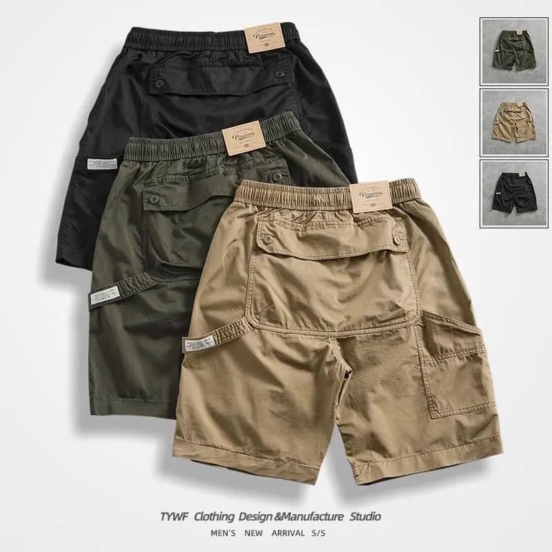 Men's Casual Workwear Shorts Summer Outdoor Construction Loose Multi-Pocket Dirt-Resistant Wear-Resistant Five-Quarter Pants