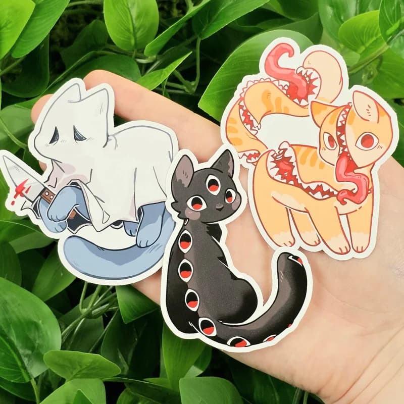 Creepy Cute Cat Stickers Kawaii Monster Kitty Waterproof Sticker for Laptop Skateboard Luggage Phone DIY Scrapbooking Gift