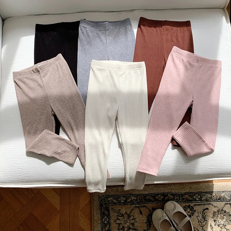 Autunno Ragazzo Ragazze Leggings a costine per bambini Pantaloni casual attillati solidi Pantaloni in cotone moda infantile Vestiti per bambini