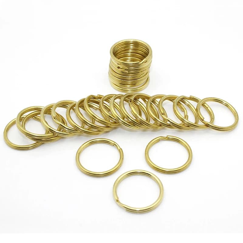 5 pezzi in ottone massiccio anelli divisi portachiavi doppio anello 10-35mm portachiavi hardware artigianale in pelle fai da te