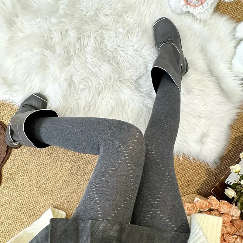 Collant Jacquard Lavorati a Maglia per Donna, Nuova Collezione Autunno 2025: Leggings Sexy Aderenti + Calze Collant Basiche Stile Lolita per l'Inverno