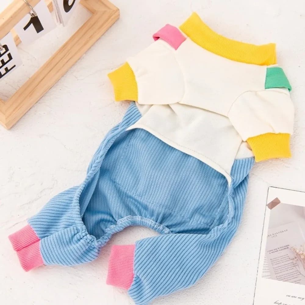 Abbigliamento per Animali Domestici: Tuta Calda per Cani a Quattro Zampe, Morbida Imbracatura, Colore Macaron, Comoda Tuta per Cani Autunno-Inverno