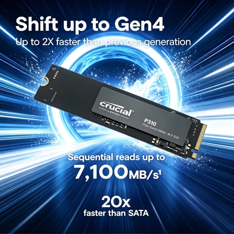 FOR Crucial P310 3D NAND, Gen4 NVMe M.2, SSD with 500GB/1TB/2TB/4TB, 7100MB/s, Reliable Internal Storage for PC & Laptop.