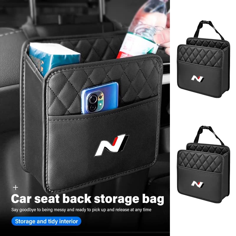 Car Seat Back Storage Box Organizer Pocket Multifunction Bag For Hyundai N Line i20 i30 Sonata Tucson Azera Elantra Veloster