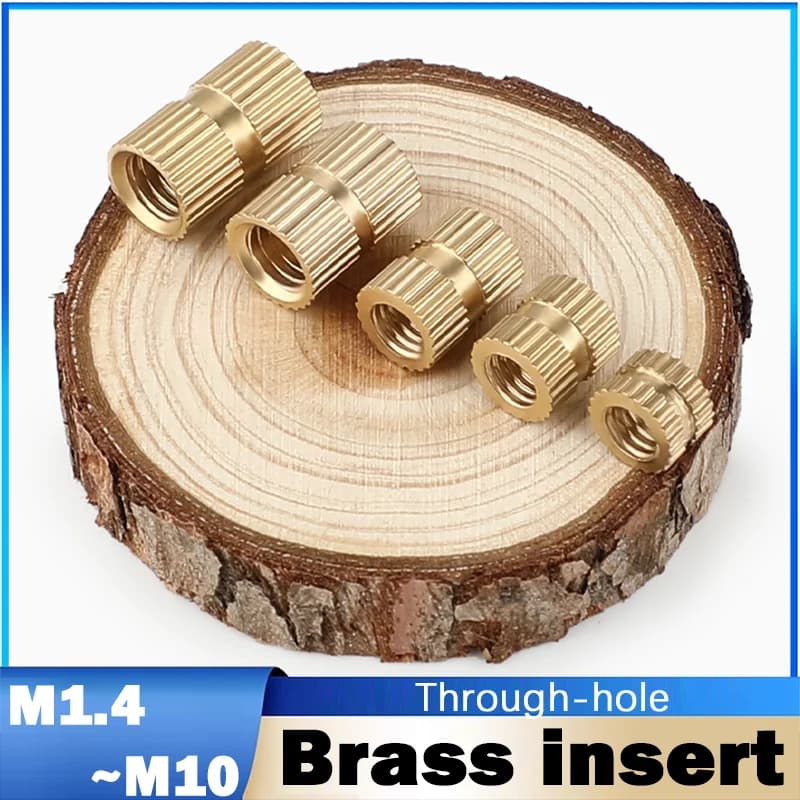 5~50Pcs Brass Insert Nut M1.4 M1.6 M2 M2.5 M3M4M5M6M8 M10 Knurled Insert Nut Injection Molding Through-Hole for 3D Printer Parts