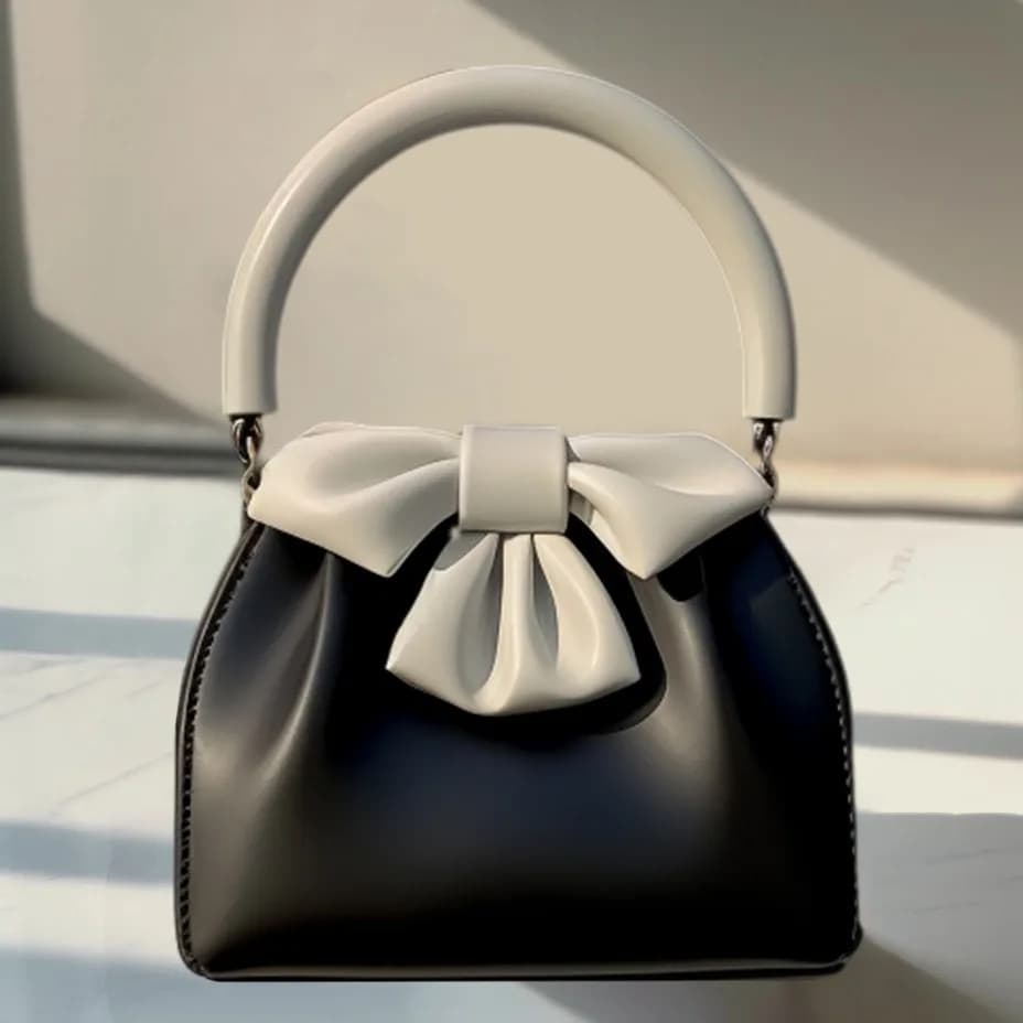2025 Elegante borsa a mano con fiocco a righe bianche e nere Borsa a tracolla multifunzionale da donna per pendolari alla moda