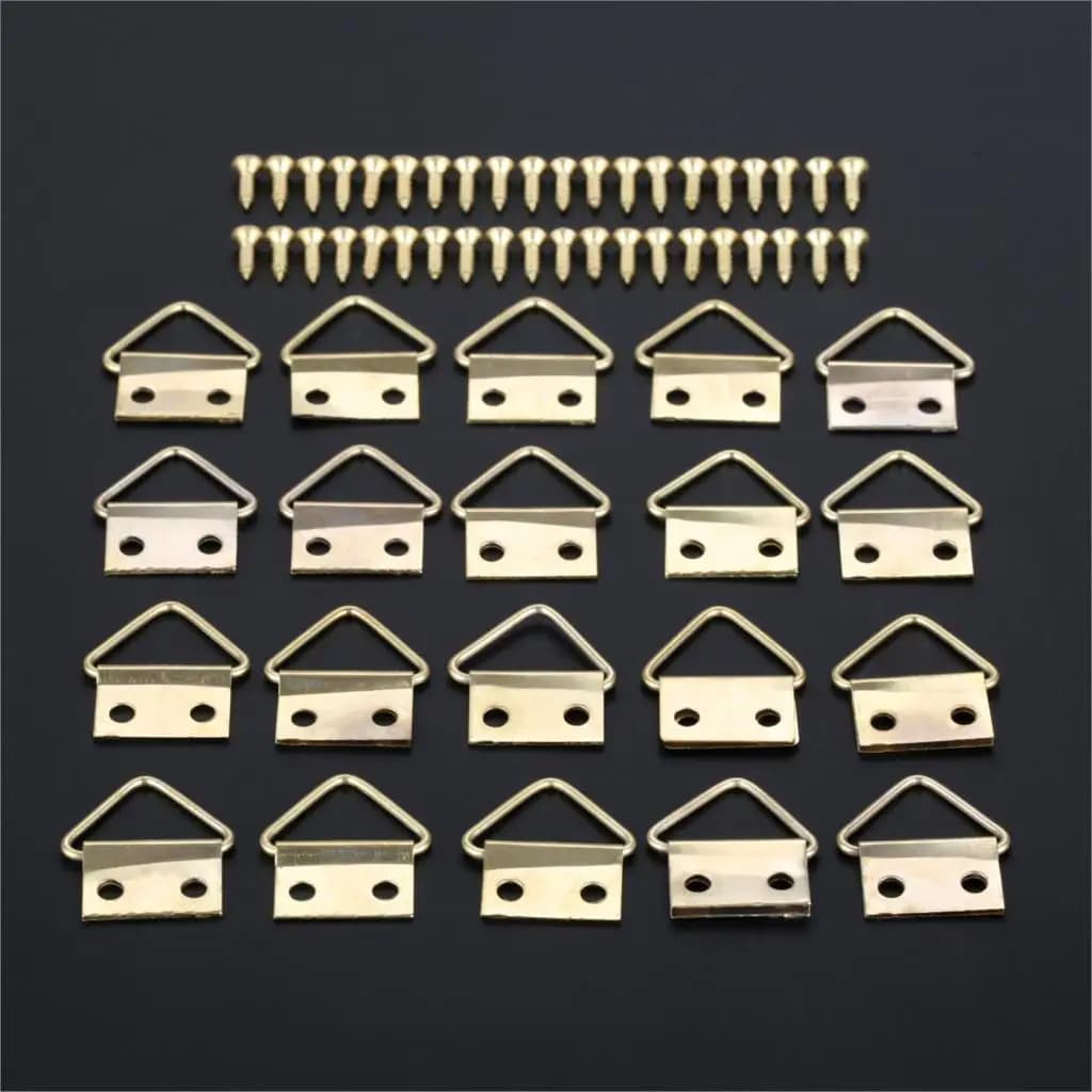 20 Pcs Oro Doppio Foro Triangolo D-Ring Hanging Picture Photo Pittura A Olio Cornice Dello Specchio Gancio di Gancio di Accessori Per Mobili