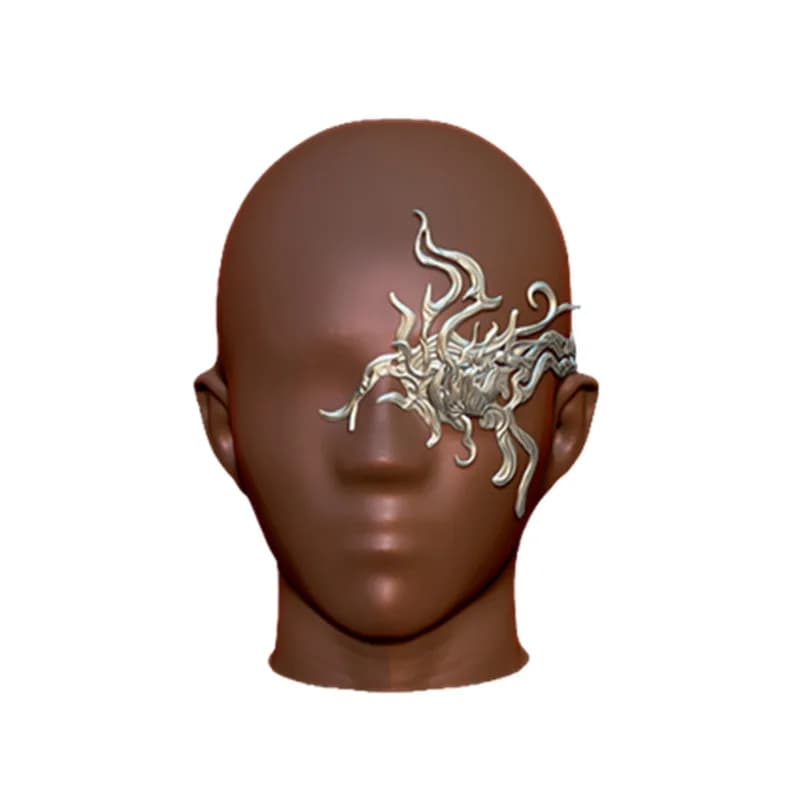 Maschera mezza faccia in resina vintage con stampa 3D Accessori per fotografia Anime Hanfu Puntelli cosplay di Halloween Maschera per travestimento Oro Argento