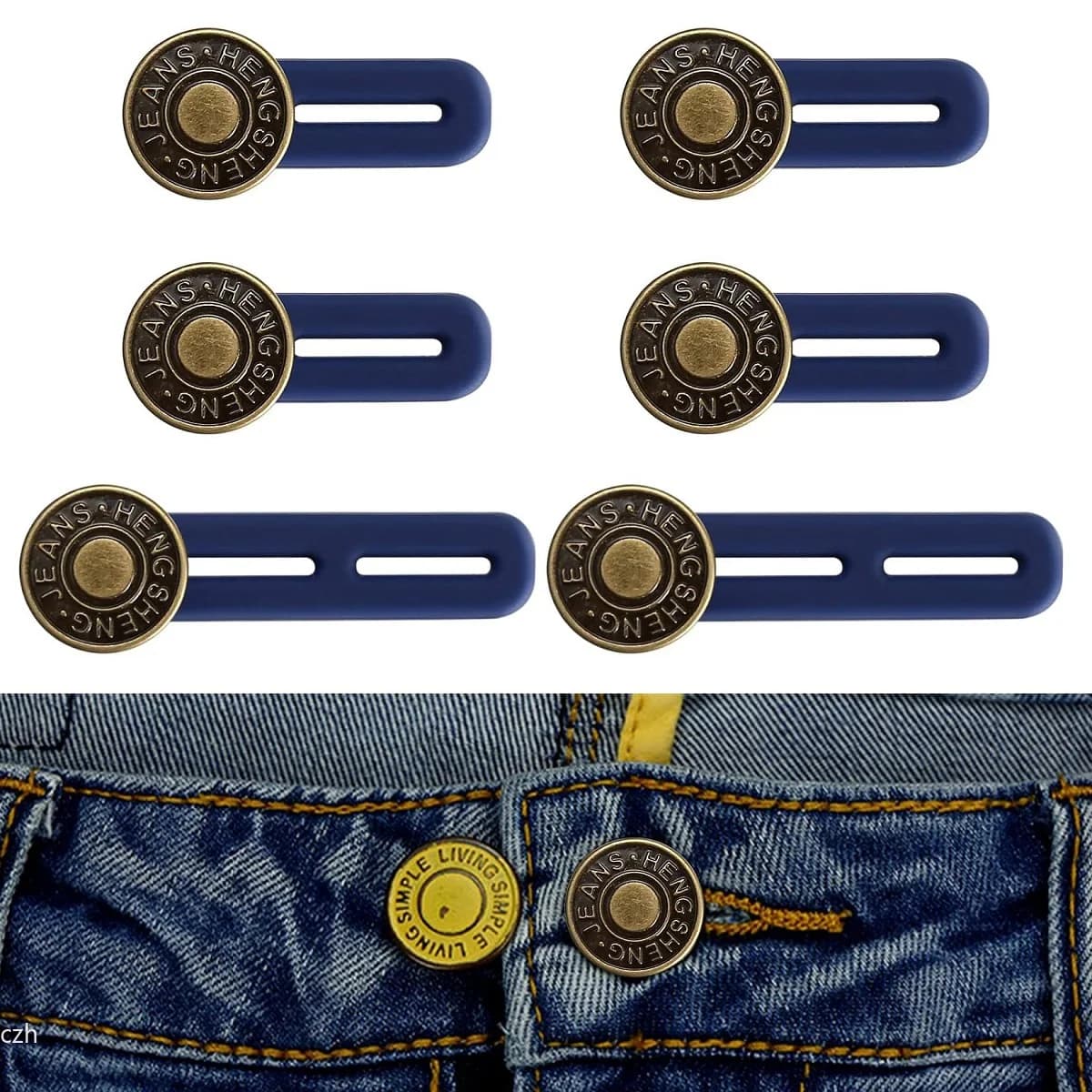 Set di 4/6 Pezzi Estensori per Bottoni di Jeans Universali per Uomo e Donna, Fibbie Elastiche Regolabili in Silicone per Estendere la Vita dei Pantaloni