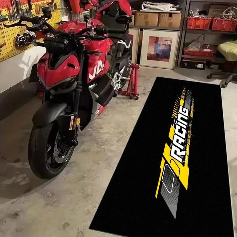 Tappetino per Moto Stile Racing VIKAMA, Antiscivolo e Resistente all'Usura, Tappeto per Esposizione, Corridoio, Sala eSports, Decorazione Casa