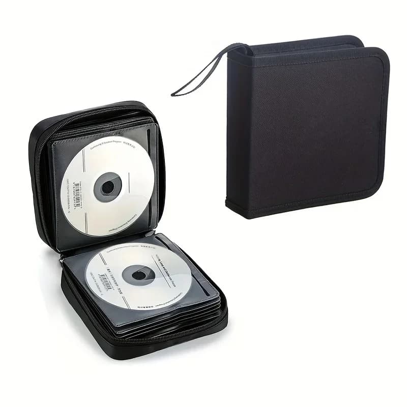 1 custodia per dischi con cerniera, contiene 40 CD/DVD, raccoglitore per dischi da auto, casa e viaggio