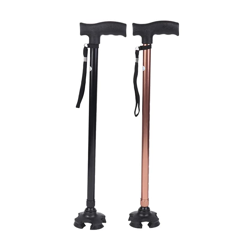 Old Man Non-slip Walking Stick T Handle Retractable Aluminum Alloy Canes Folding Crutch Hiking Elderly Walk Trekking Pole