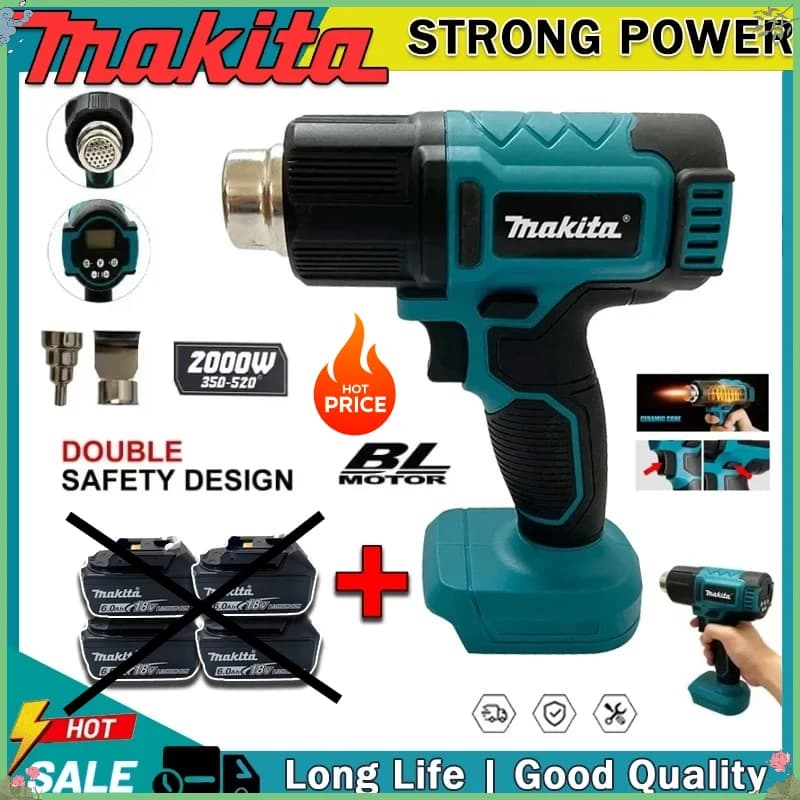 Makita 550 ° Pistola Termica a Controllo di Temperatura Senza Fili 18V con Display LED, Strumento di Saldatura e Soffiatore Termico