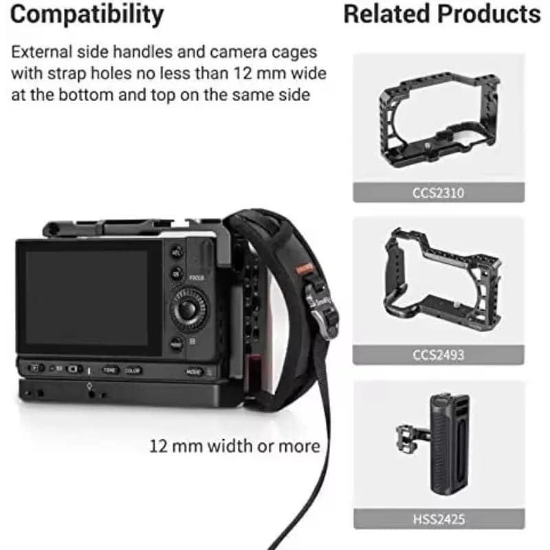 2026 New SmallRig Camera Cage Wrist Strap, Universal Quick Adjustable Secure Grip Camera Cage Handle Hand Wrist Strap PAC2456