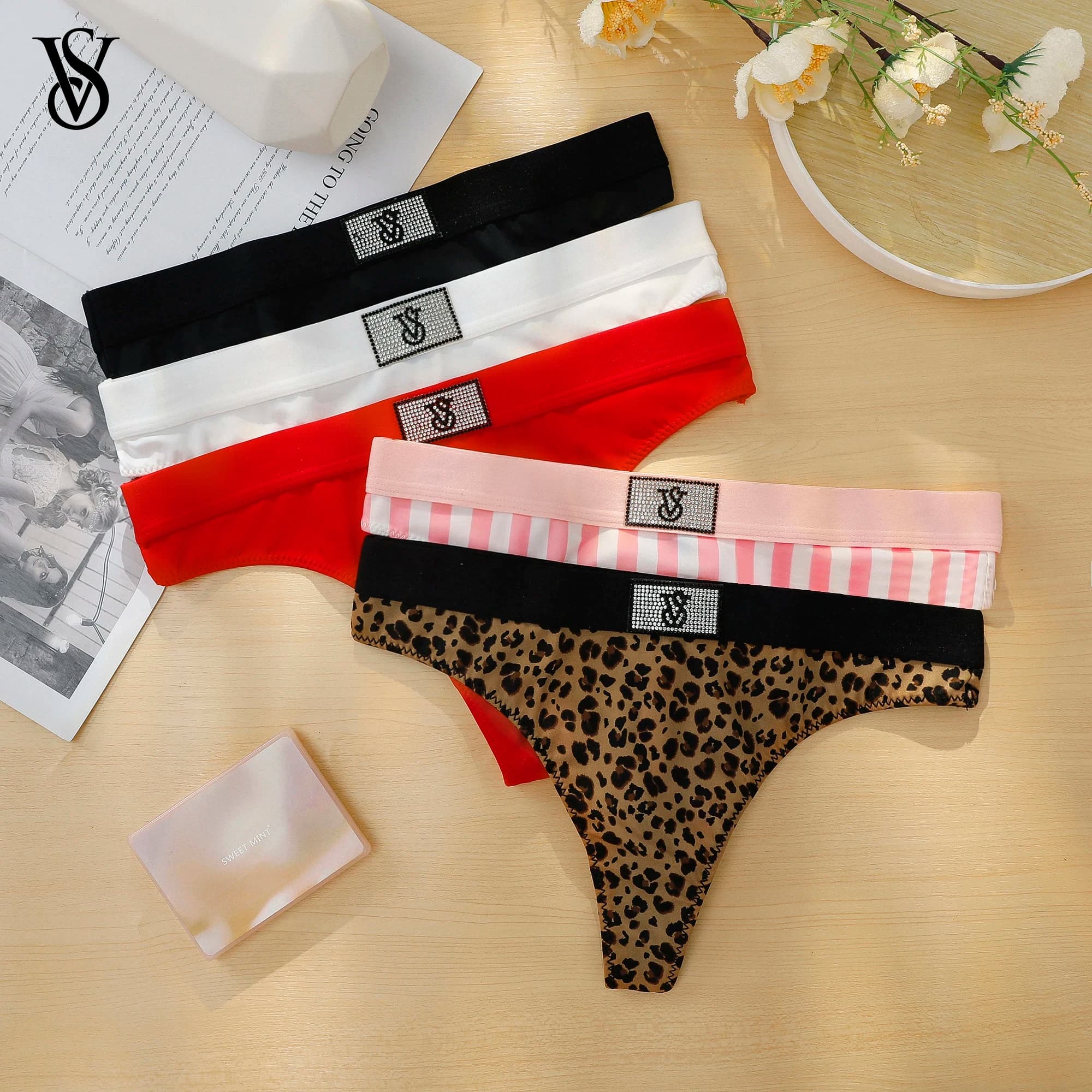 VS Comfortable Breathable Panty Victoria's Secret High Waist Underwear Sexy Lingerie Women Panties Seamless Lace Thongs