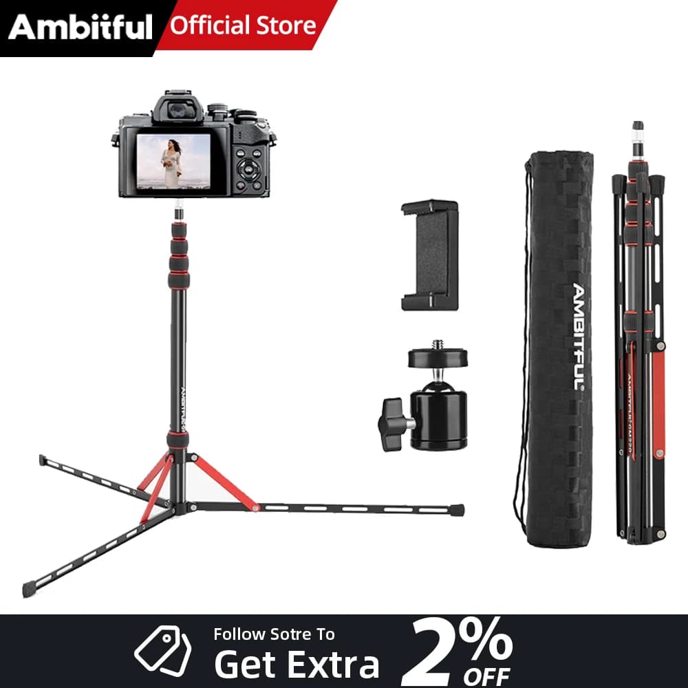 Ambitful GM220 Photo Lighting Support 1/4 Screw Filling Ring Light Support Adjustable Tripod for Ring Light Softbox Flash