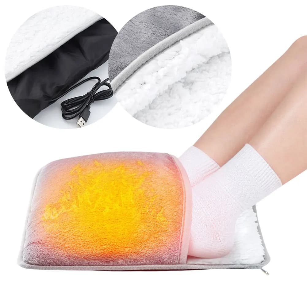 Scaldapiedi Elettrico Invernale USB a Temperatura Costante, Tappetino Riscaldante Morbido in Peluche, Coperta Termica per Casa e Ufficio