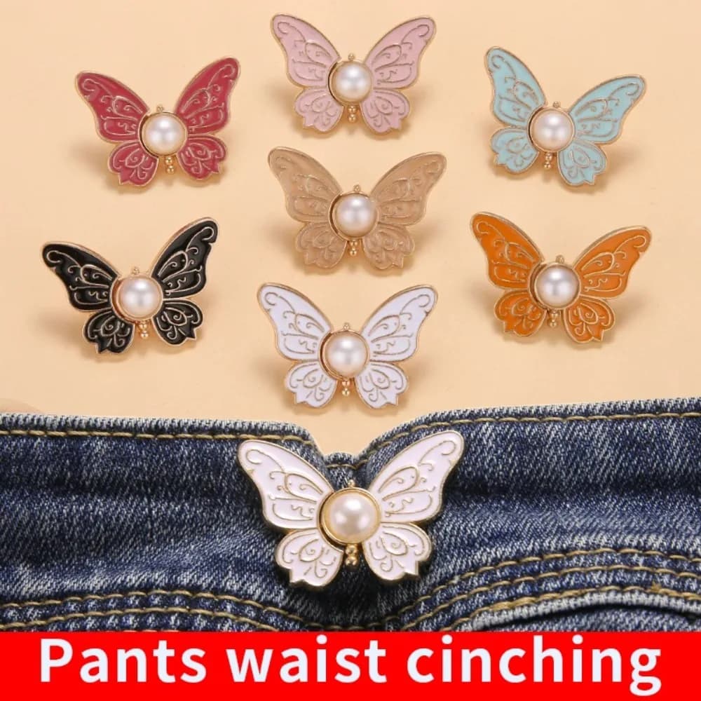 Bottoni Decorativi a Farfalla per Jeans, Bottoni Rimovibili per Stringere la Vita, Clip Regolabili e Staccabili per Donna